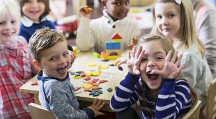 School children playing