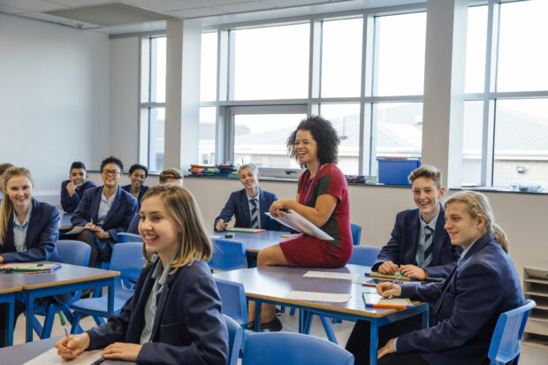 High school students with female teacher