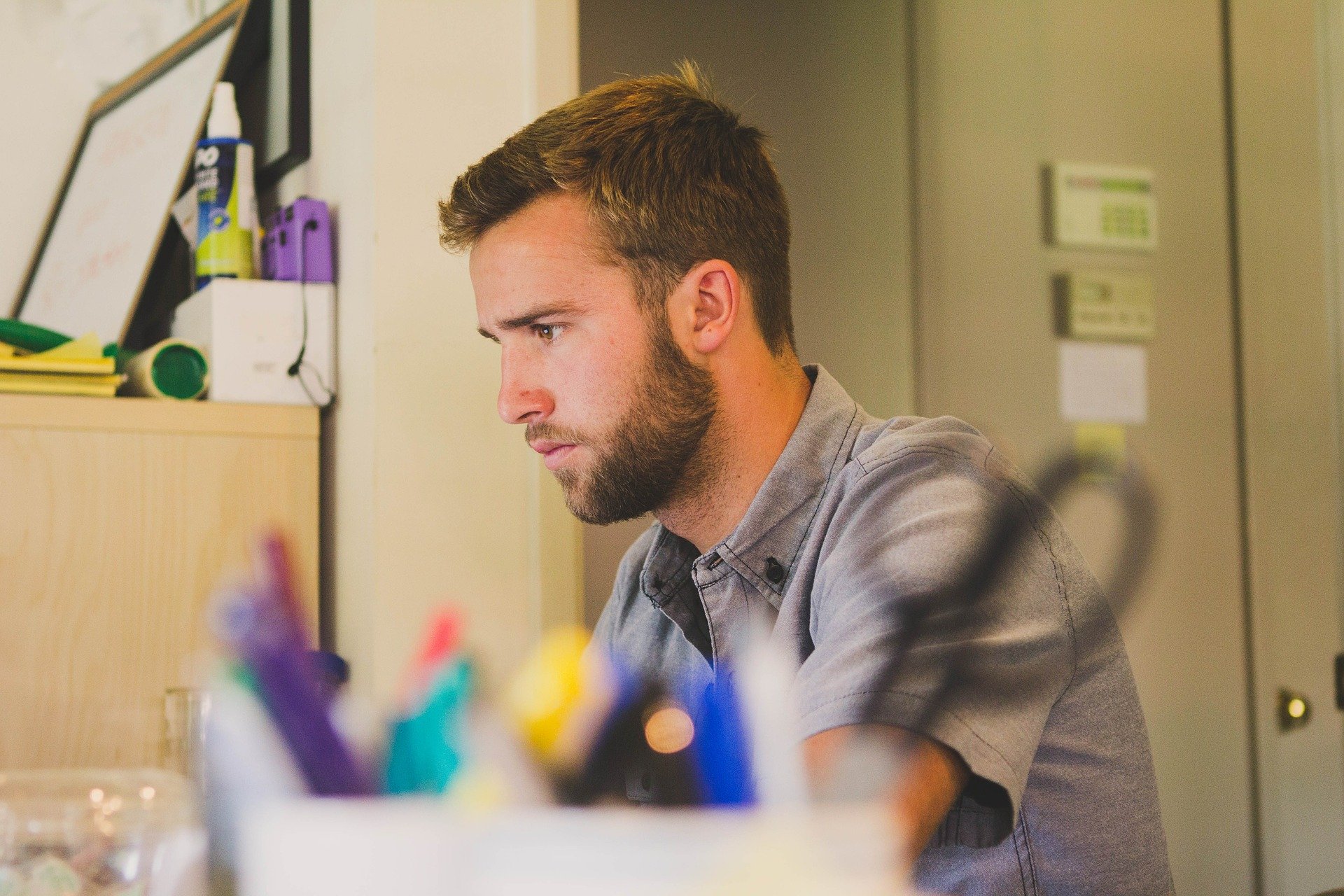 Man sitting at desk