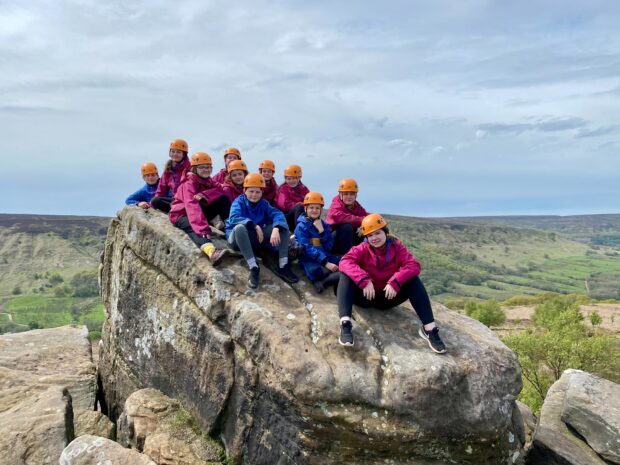 Children rock climbing