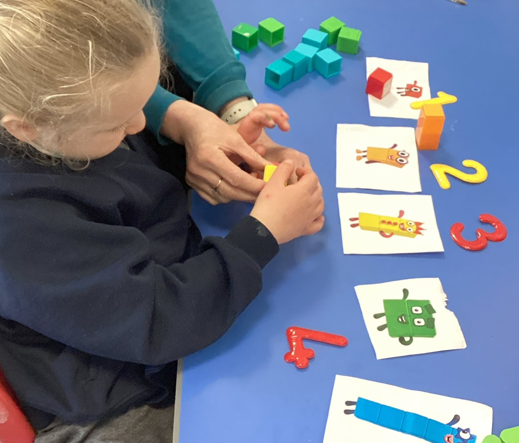 A pupil learning numerical skills